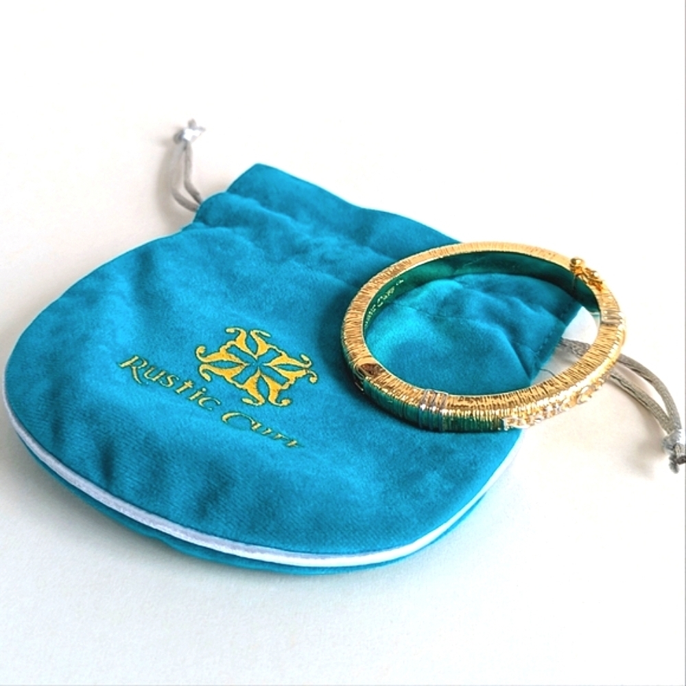 Rustic Cuff High Shine Textured Hinged Bangle Mix… - image 1